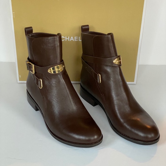 MICHAEL KORS Arlen Ankle Booties Brown Leather#8 - Picture 11 of 11